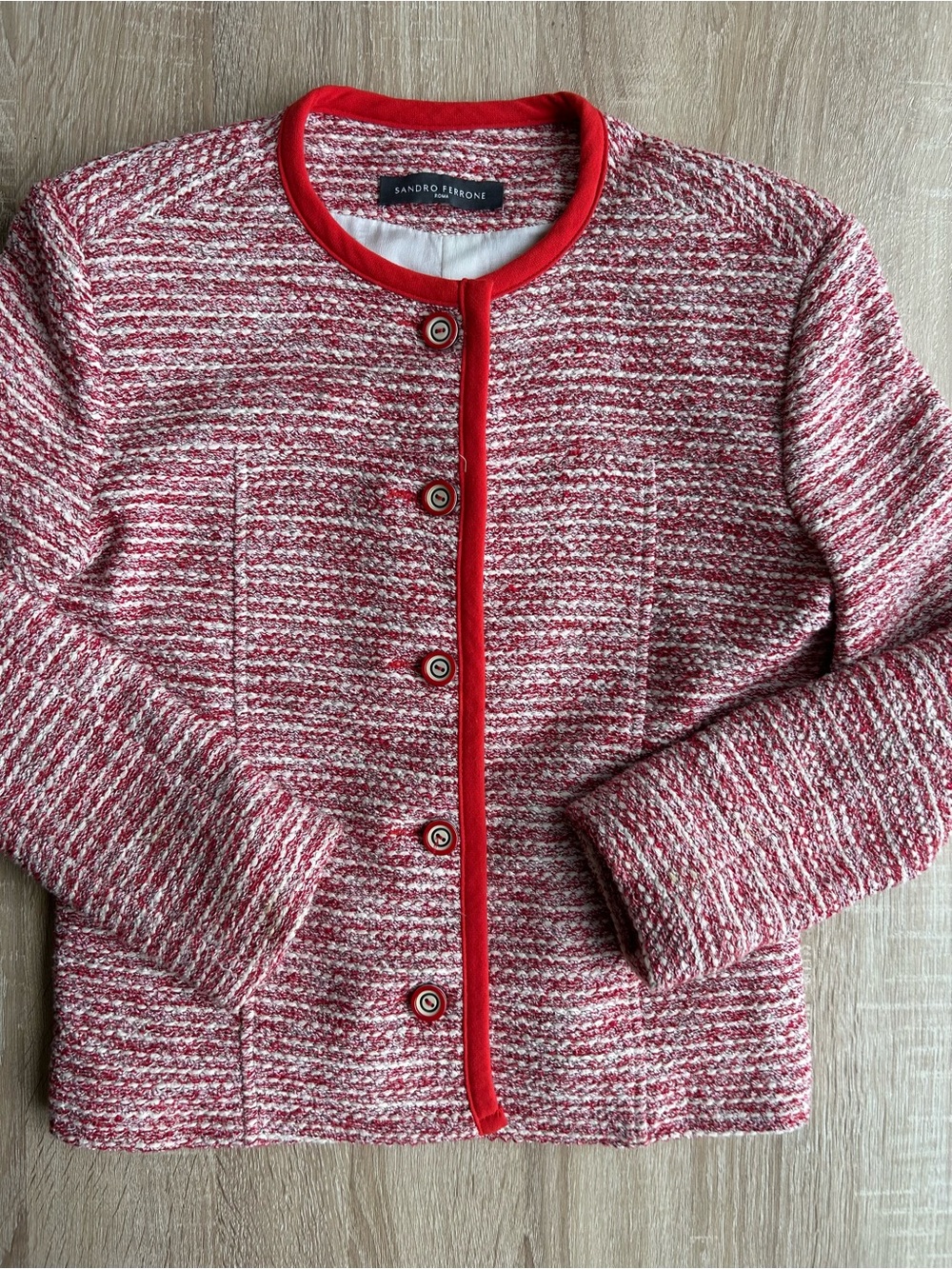 Sandro Ferrone Red Tweed Jacket